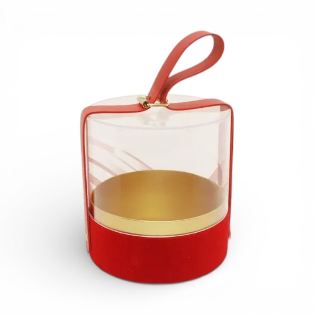 SCATOLA PLASTICA E TESSUTO COL. ROSSO 12X13